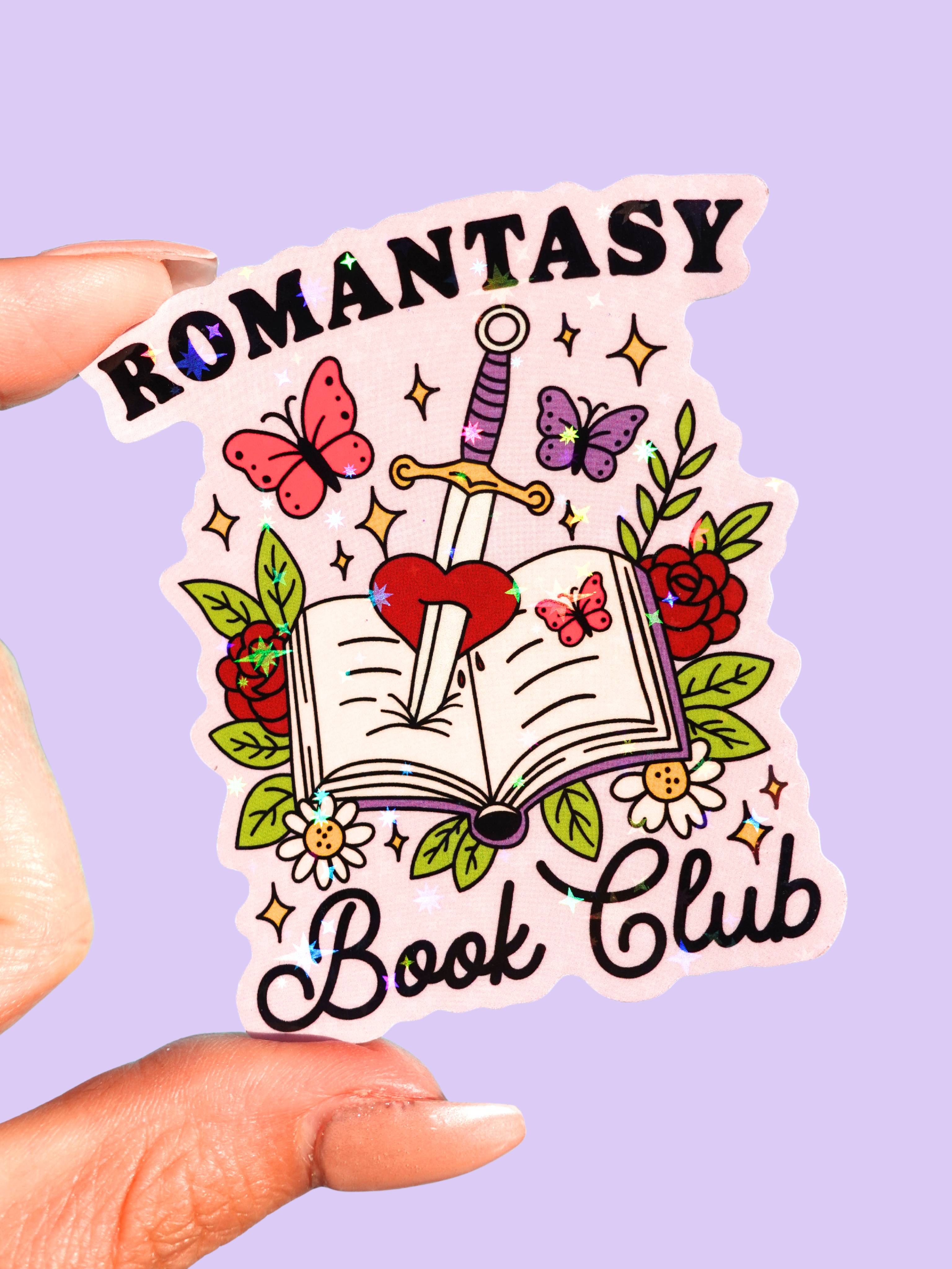 Romantasy Book Club Sticker – Holographic Fantasy Romance Bookish Vinyl Sticker