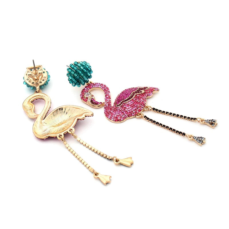 Flamingo Crystal Drop Earrings