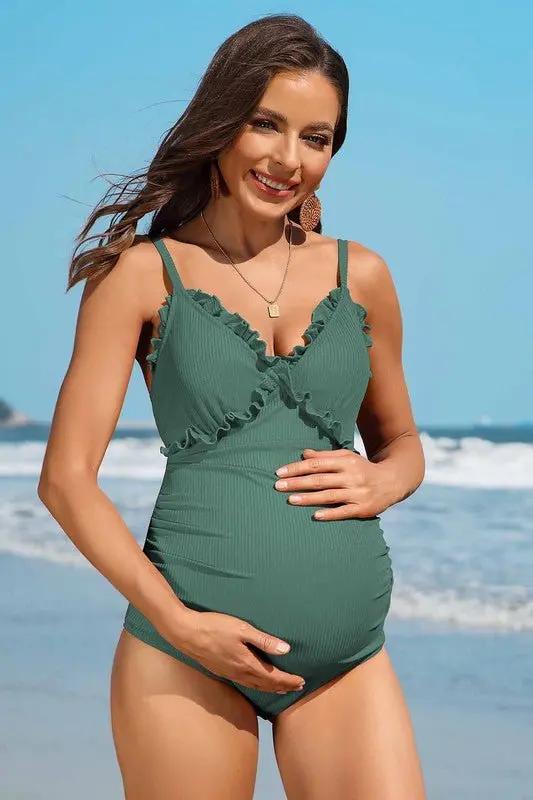 Charmo Floral Maternity Swimsuit Pregnancy Women&amp;#39;s One-Piece Support Comfort