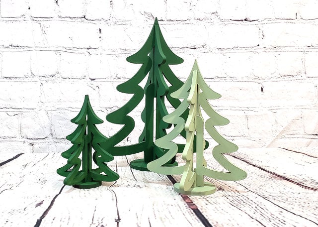 3 Unfinished Standing Christmas Tree Cut Outs