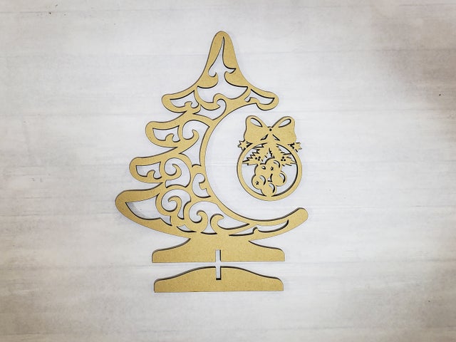 12&amp;quot; Whimsical Standing Christmas Tree with Ornament Unfinished