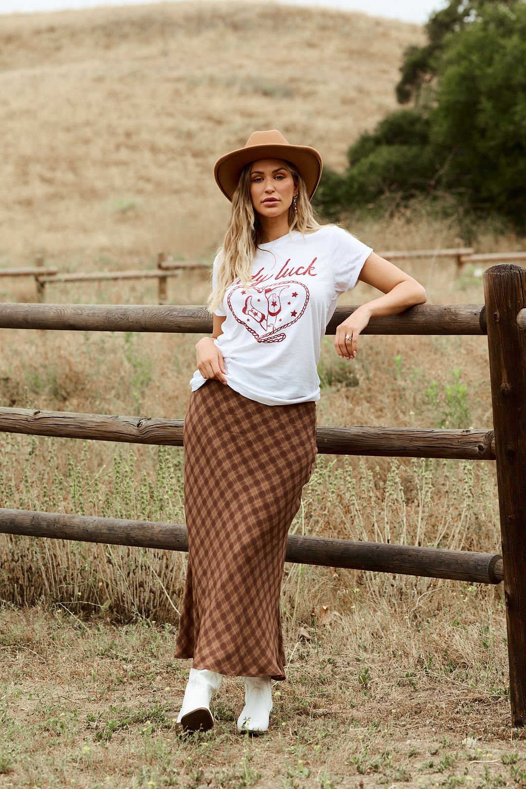 Saddle Ridge Brown Plaid Maxi Skirt - FINAL SALE