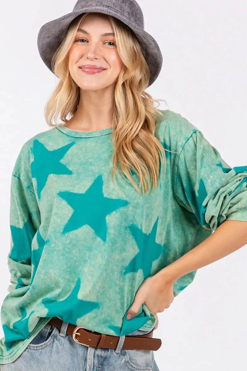 Trendsi Mineral Wash Star Tee Women&amp;#39;s Casual T-Shirt Soft &amp;amp; Trendy