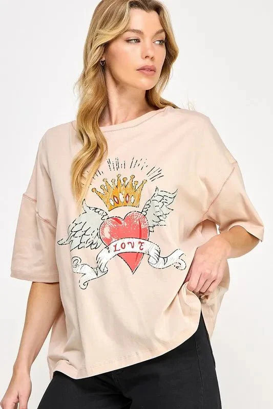 SAGE+FIG Love-Inspired Graphic Oversized T-Shirt for Women