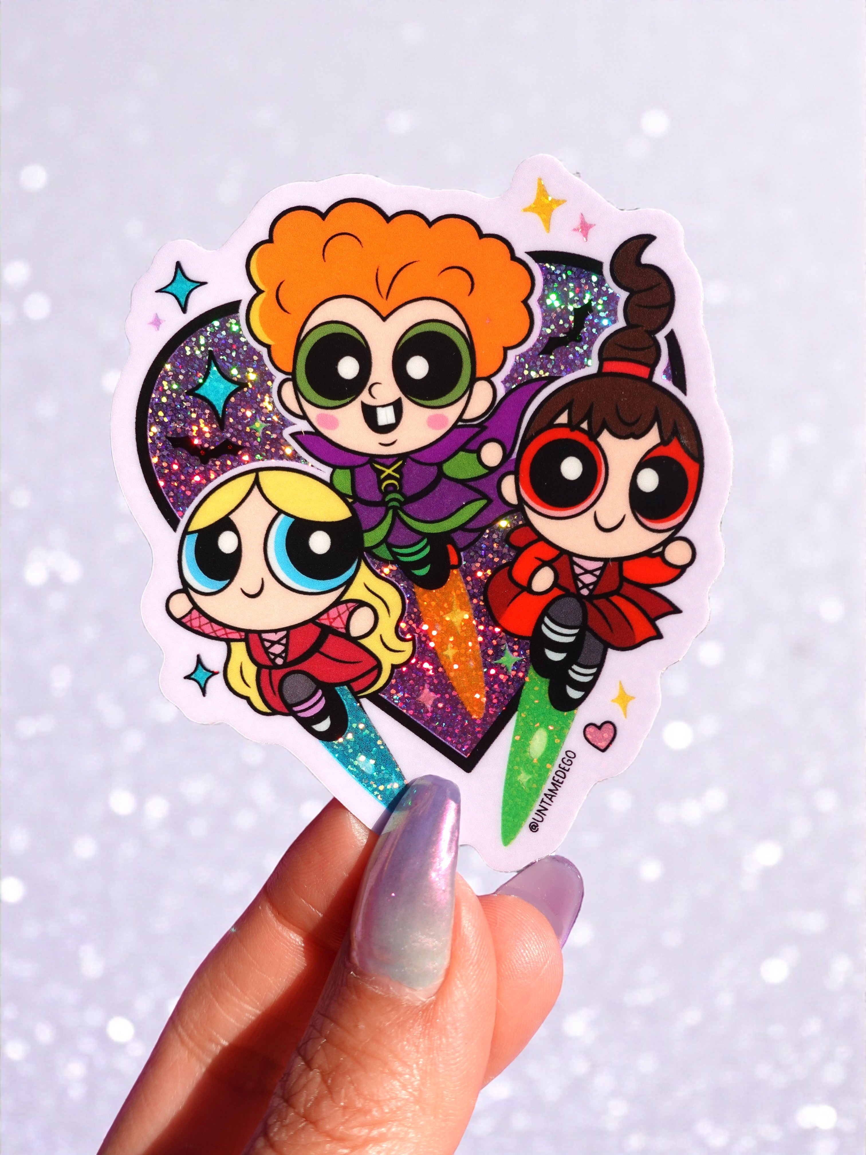 Sanderpuffs Sisters Sticker – Glitter Halloween Witch Mashup Vinyl Sticker