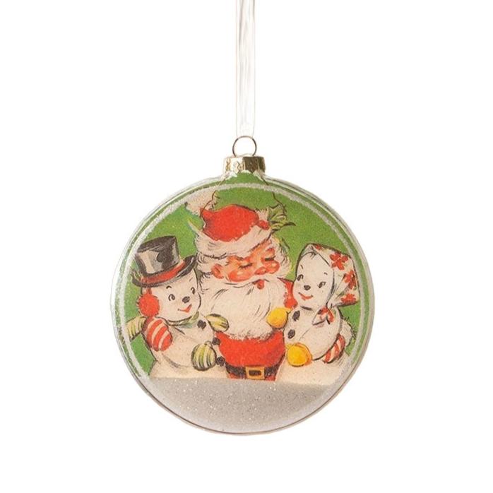 Santa with Snowmen Disk Ornament by Bethany Lowe Designs