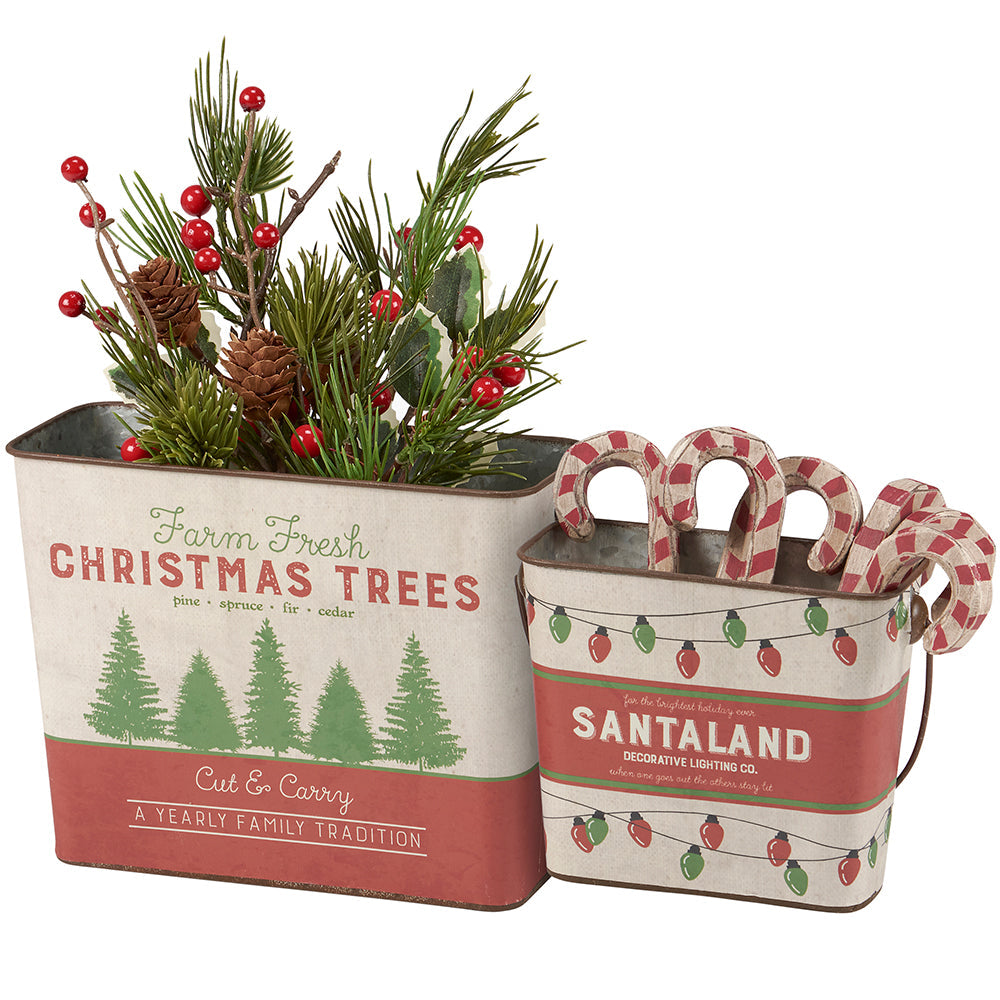 Retro Santaland Tin Bucket Set