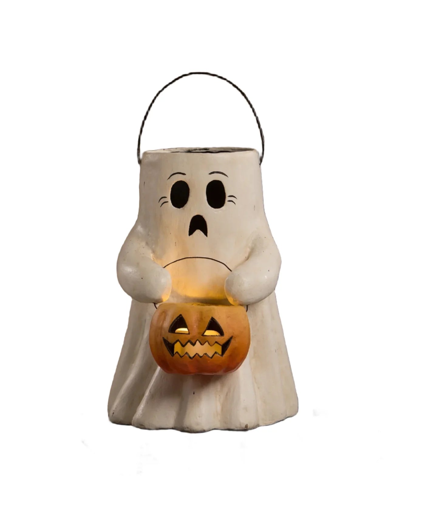 Scaredy Boo With Pumpkin Bucket Paper Mache