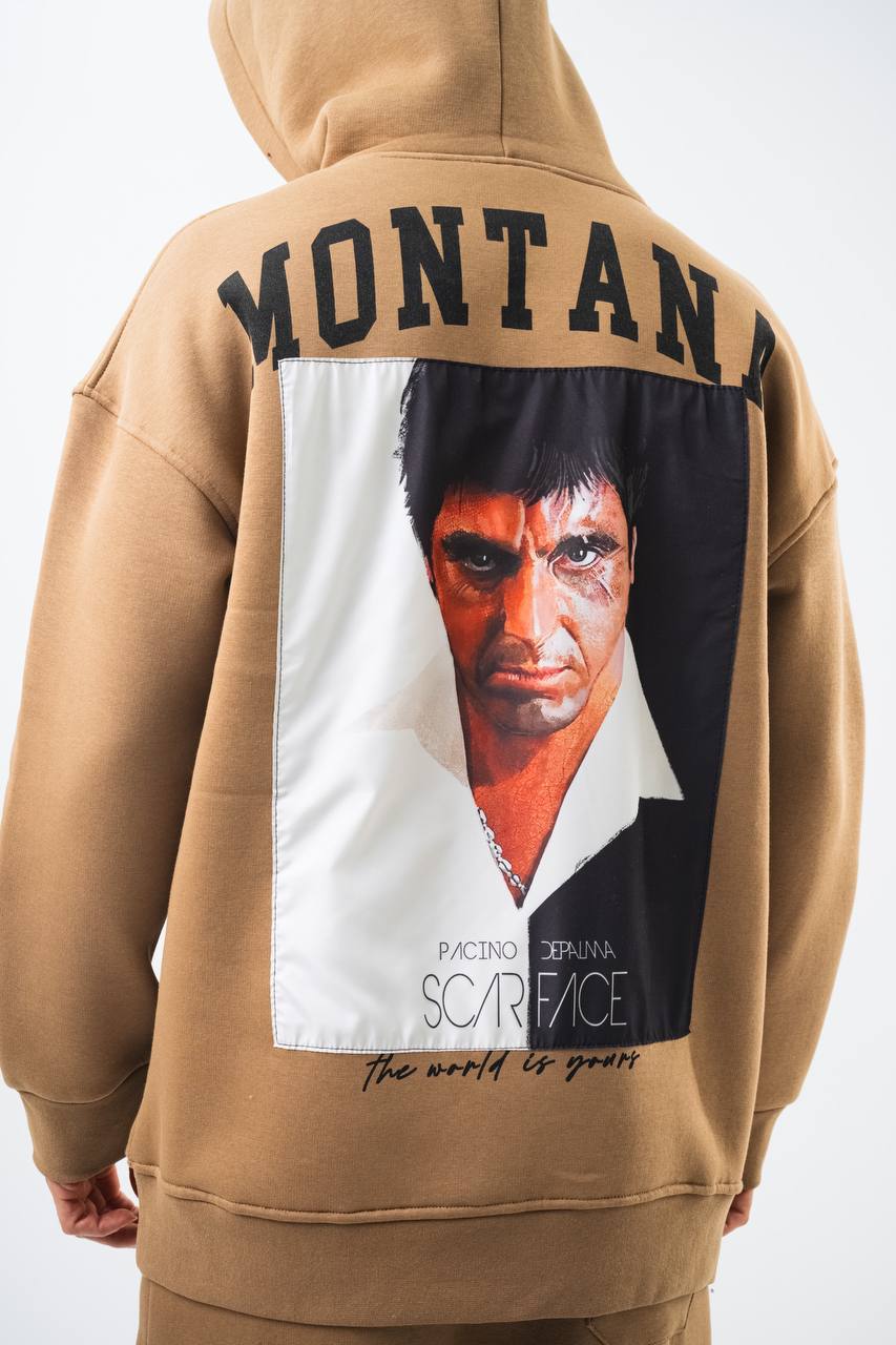 Oversize &#39;Scarface&#39; Hoodie - Tony Montana Graphic Sweatshirt &#39;The World is Yours&#39;