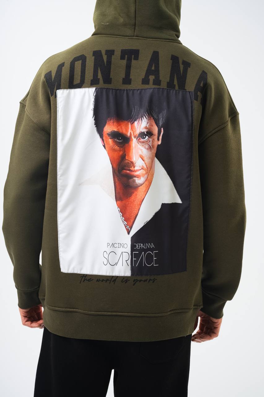 Oversize &#39;Scarface&#39; Hoodie - Tony Montana Graphic Sweatshirt &#39;The World is Yours&#39;