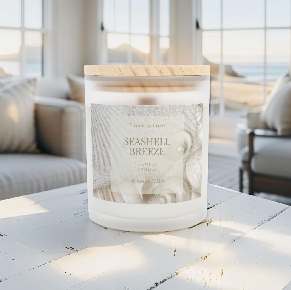 Seashell Breeze Scented Candle – Coastal Aromatherapy Gift