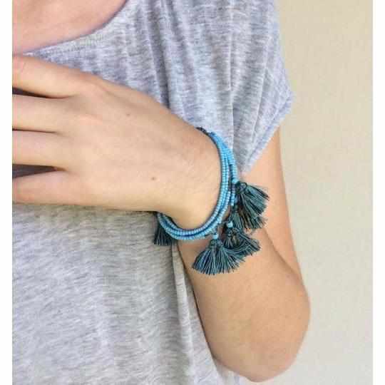 Seeds &amp;amp; Tassels Beaded Pull String Boho Bracelet - Thailand