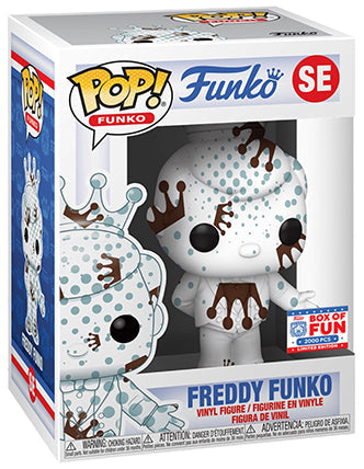 Freddy Funko (White &amp;amp; Brown w/ Dots, Artist Series) SE - 2021 Fundays Games Funko Fundays Box of Fun/2000 Made