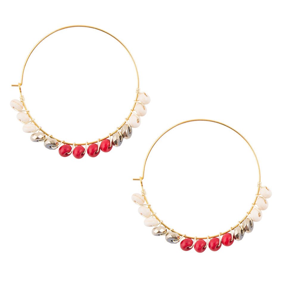 Sepia Red Hoop Earrings