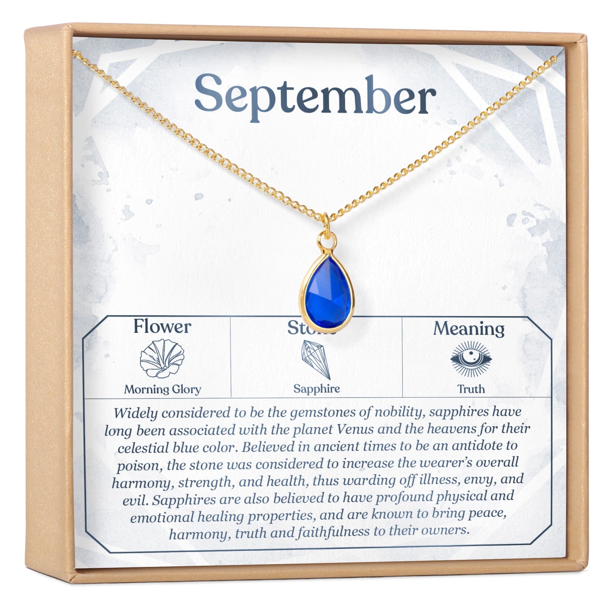 SEPTEMBER BIRTHDAY SAPPHIRE BIRTHSTONE NECKLACE