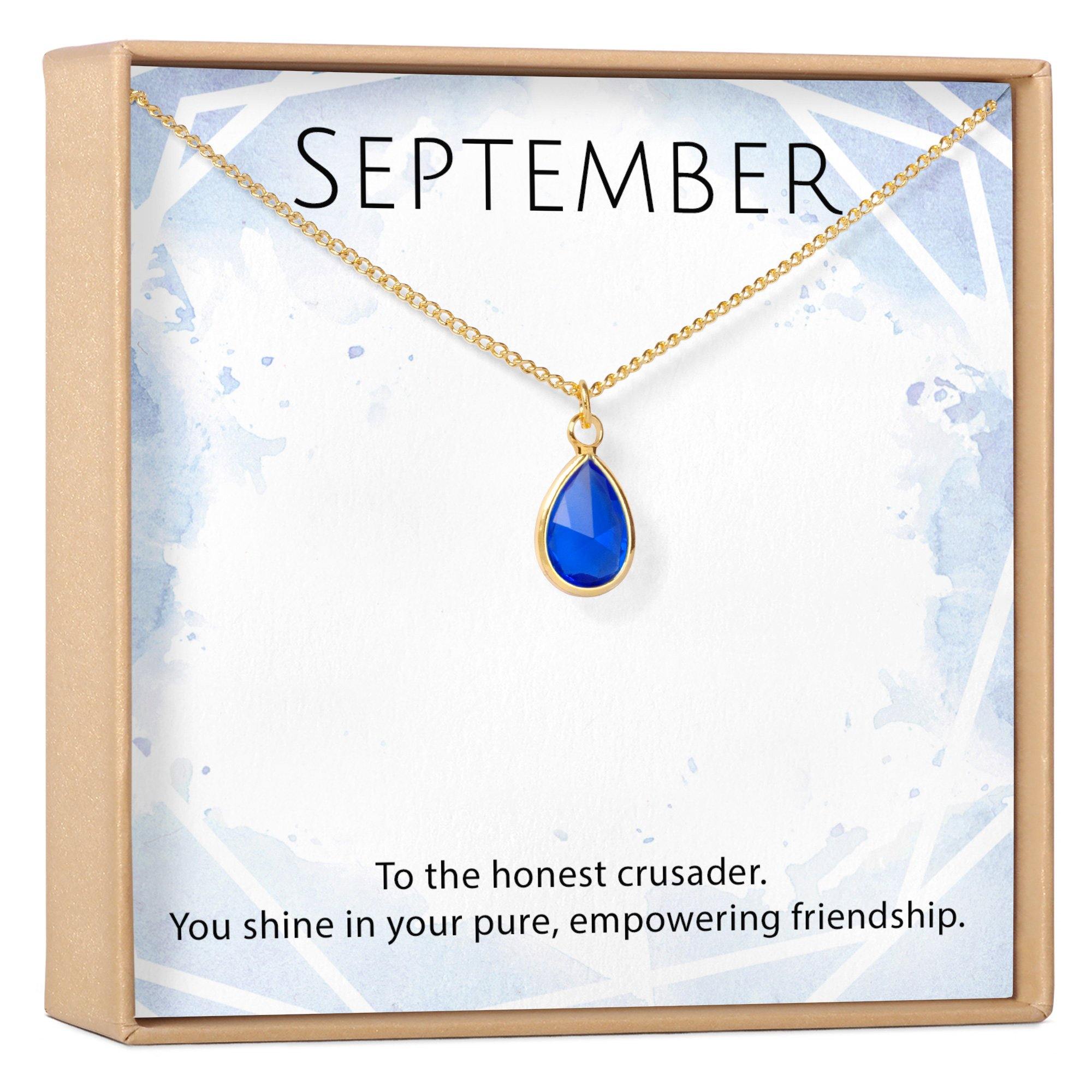 SEPTEMBER BIRTHSTONE / SAPPHIRE CRYSTAL CHARM NECKLACE