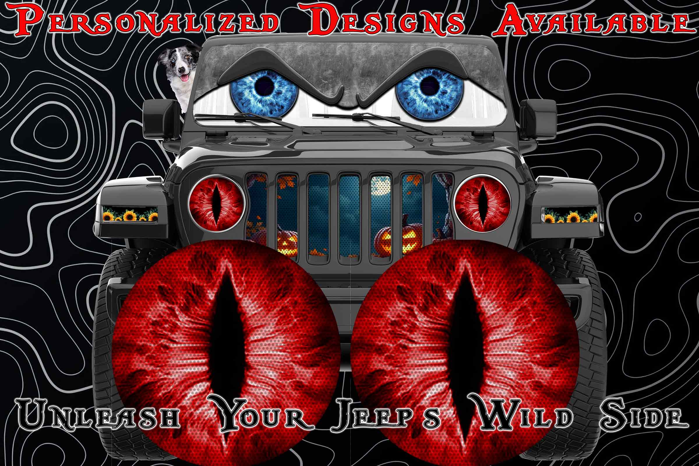 Red cat eyes for the headlight decals