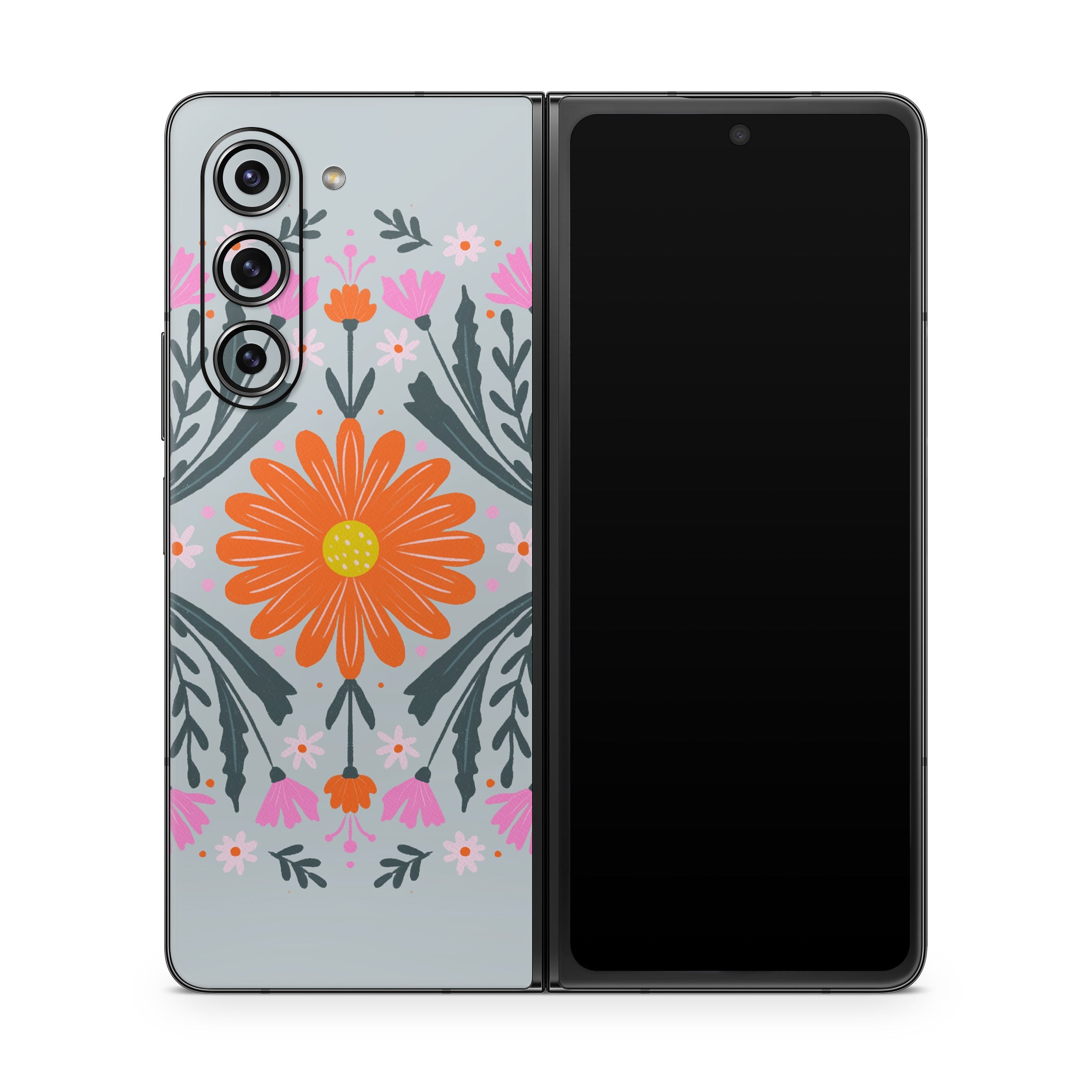 Pink and Orange Flowers - Samsung Galaxy Z Fold5 Skin
