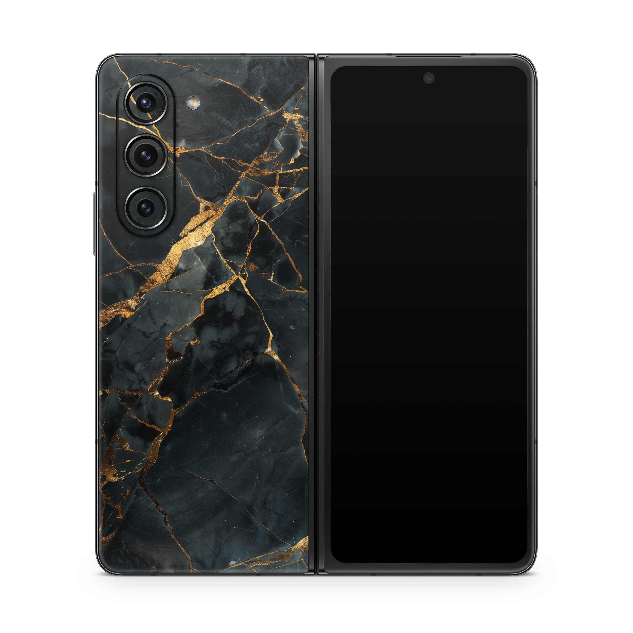 Repaired Black Marble - Samsung Galaxy Z Fold5 Skin