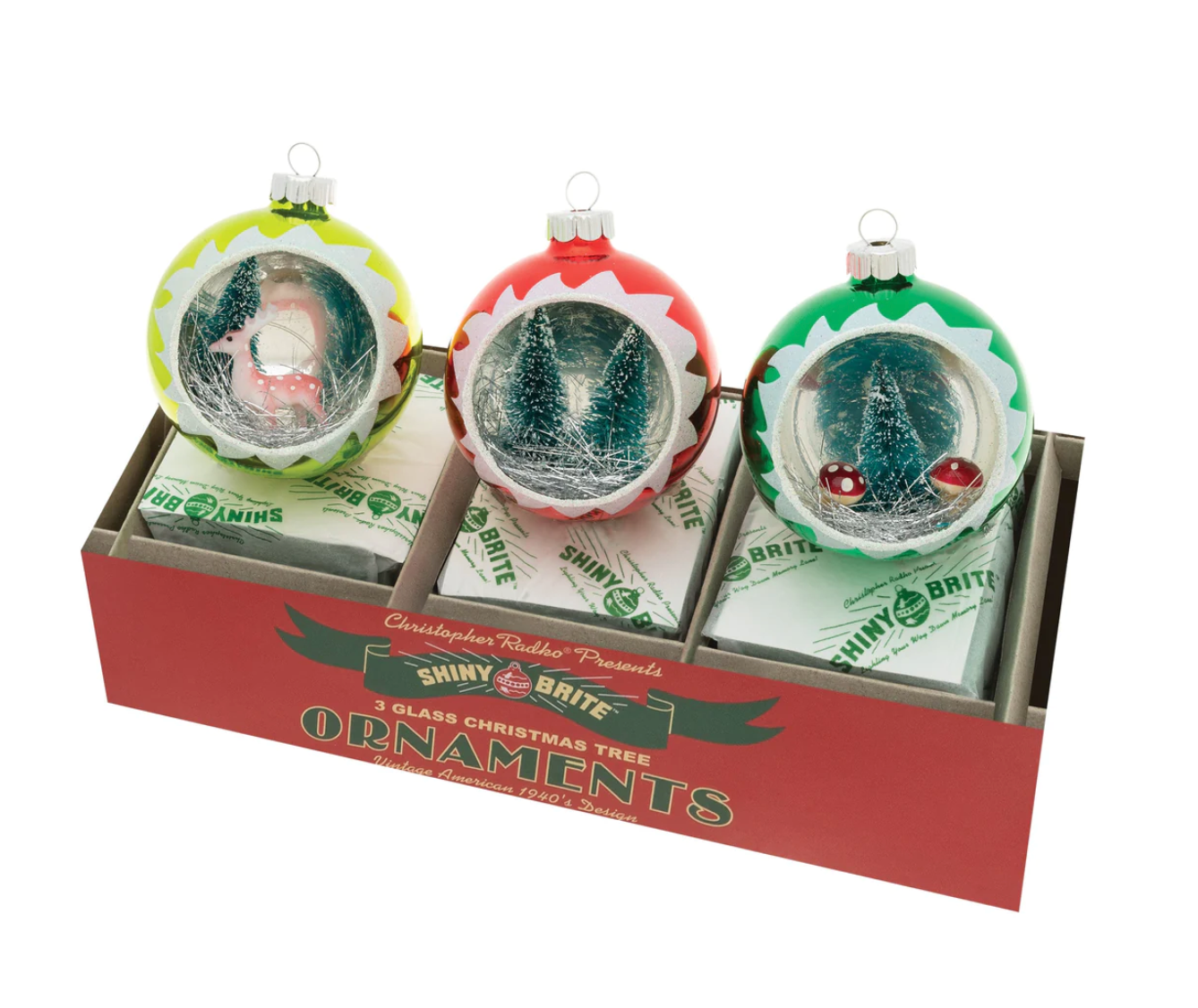Holiday Splendor 3 Count 4.25&amp;quot; Diorama Ornaments by Shiny Brite