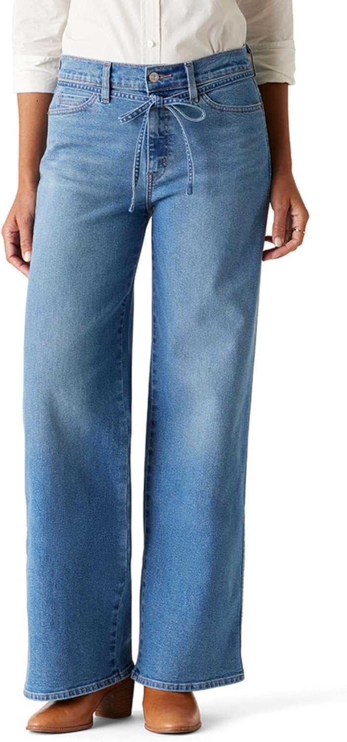 Signature by Levi Strauss &amp;amp; Co. Gold Women&amp;#39;s Heritage Belted Wide Leg Jeans Mid-Rise Stretch Denim (Also Available in Plus)