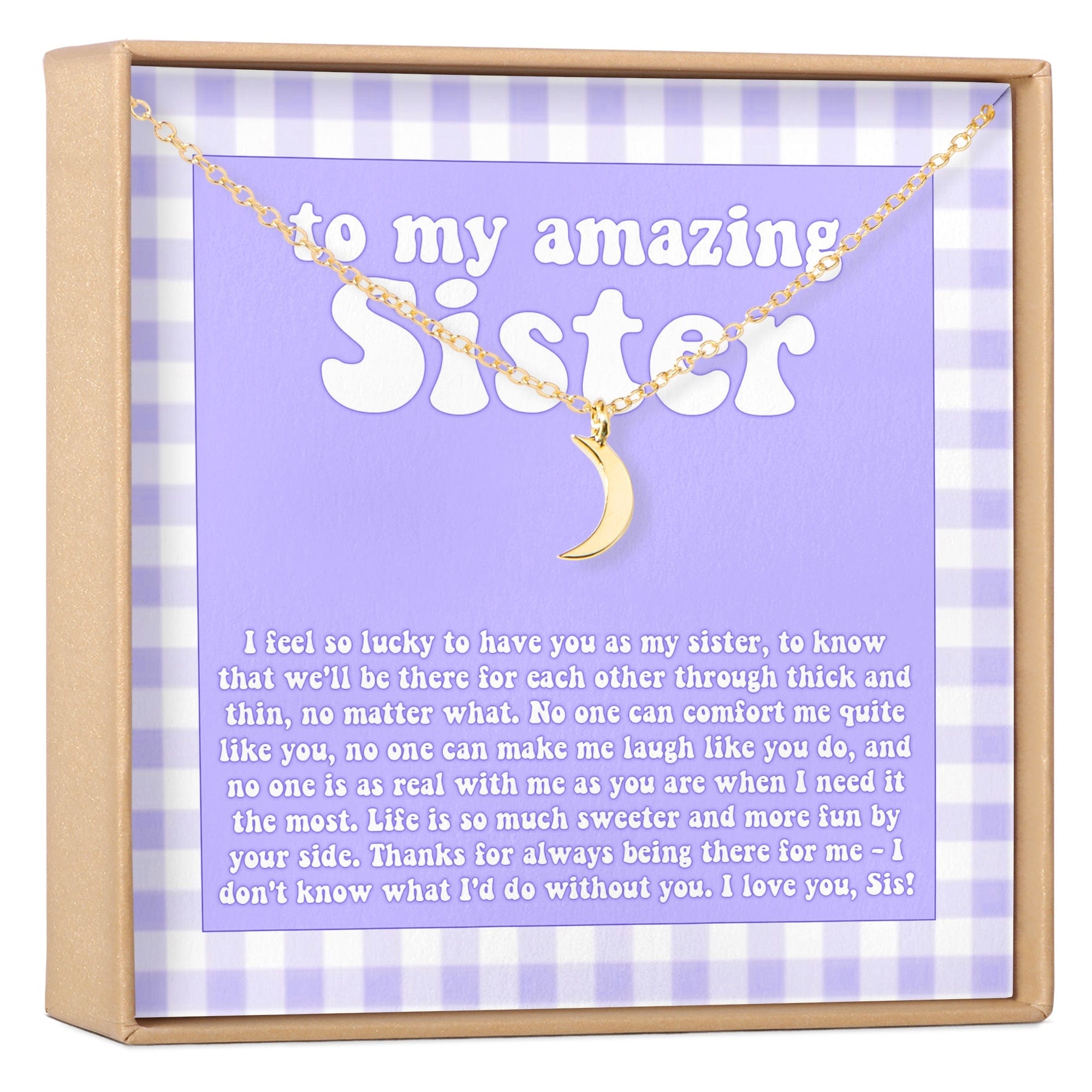 Sisters Crescent Moon Pendant Necklace