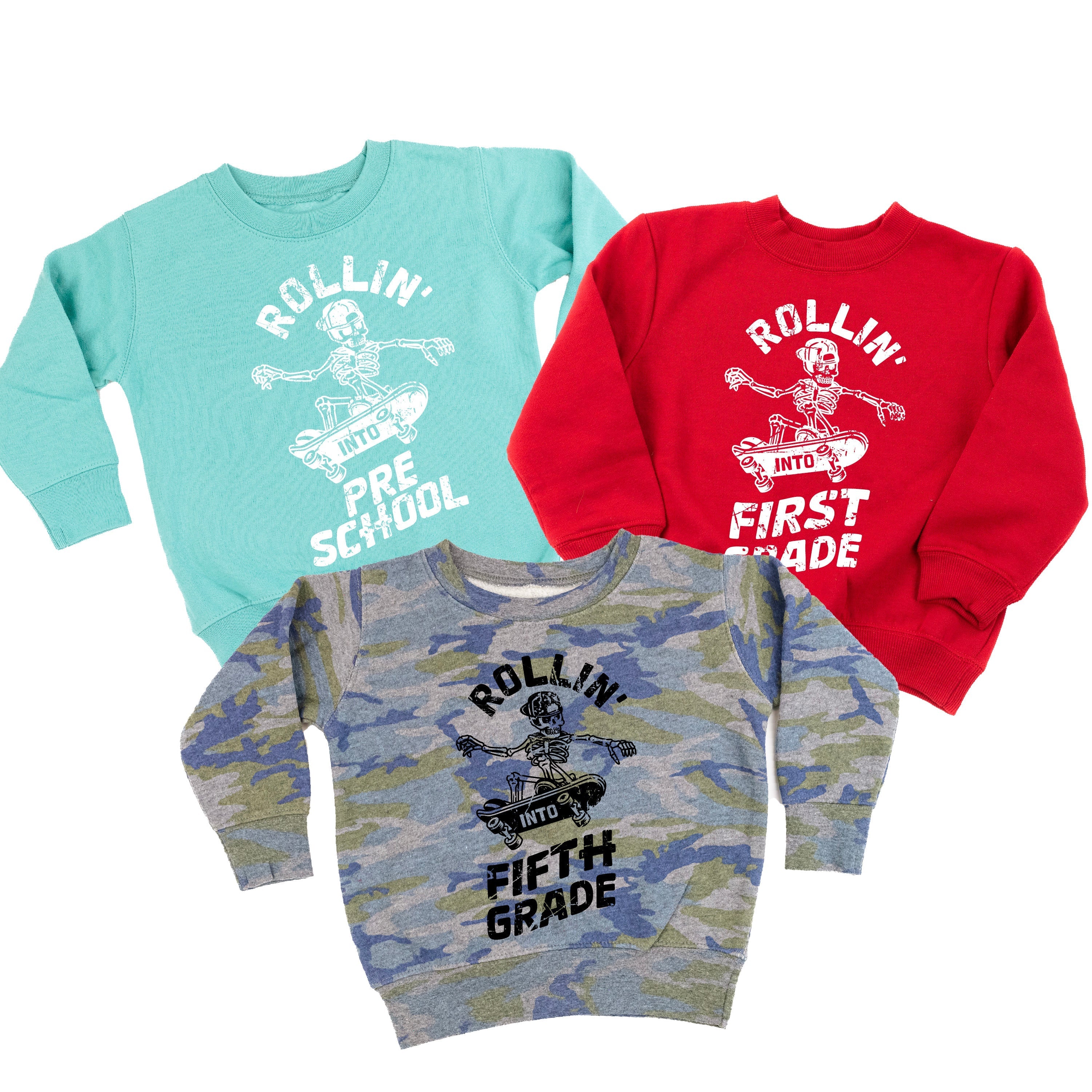 Skateboarding Skelly - Rollin&#39; Into (Choose Your Grade) - Child Sweater