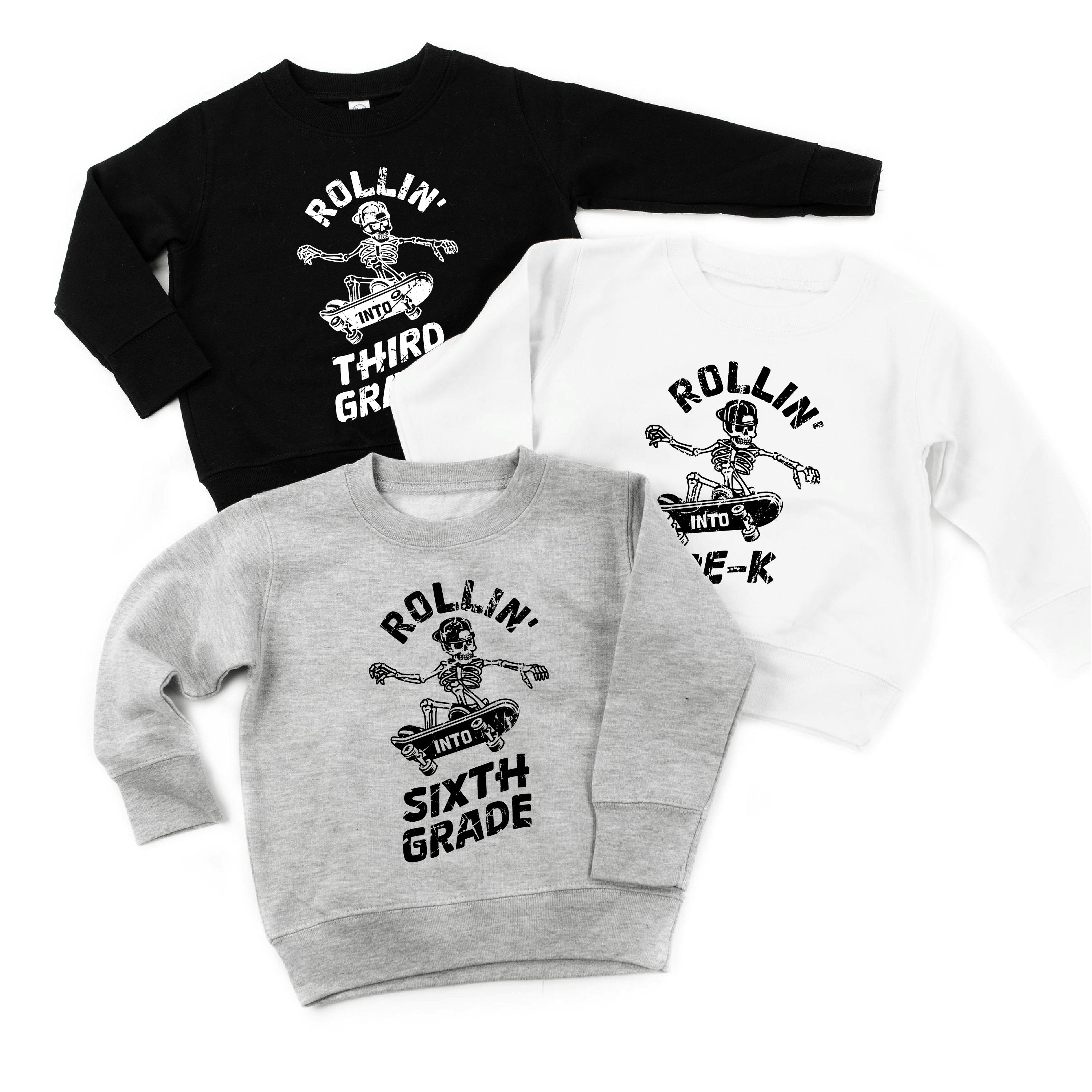 Skateboarding Skelly - Rollin&amp;#39; Into (Choose Your Grade) - Child Sweater