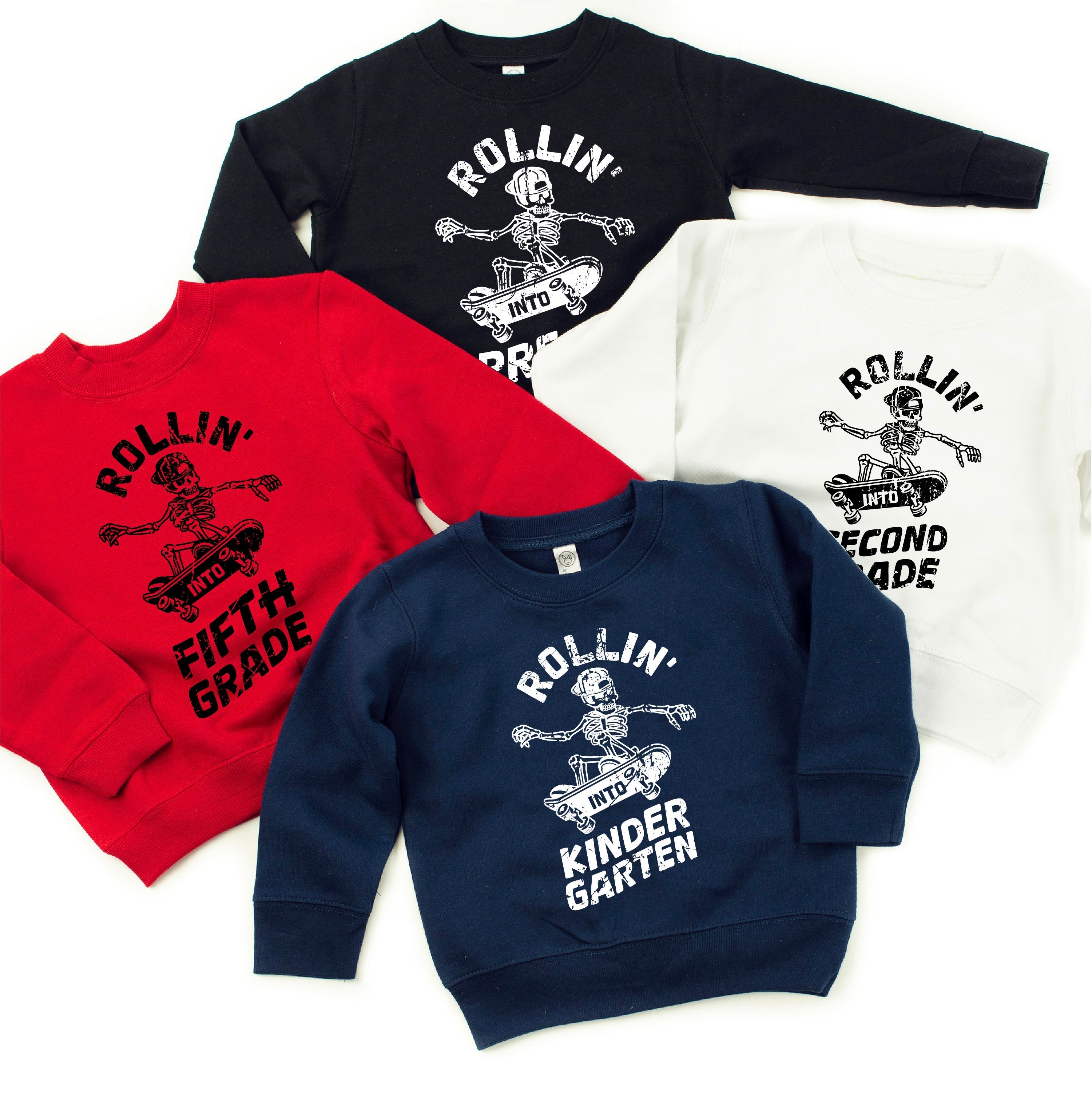 Skateboarding Skelly - Rollin&#39; Into (Choose Your Grade) - Child Sweater