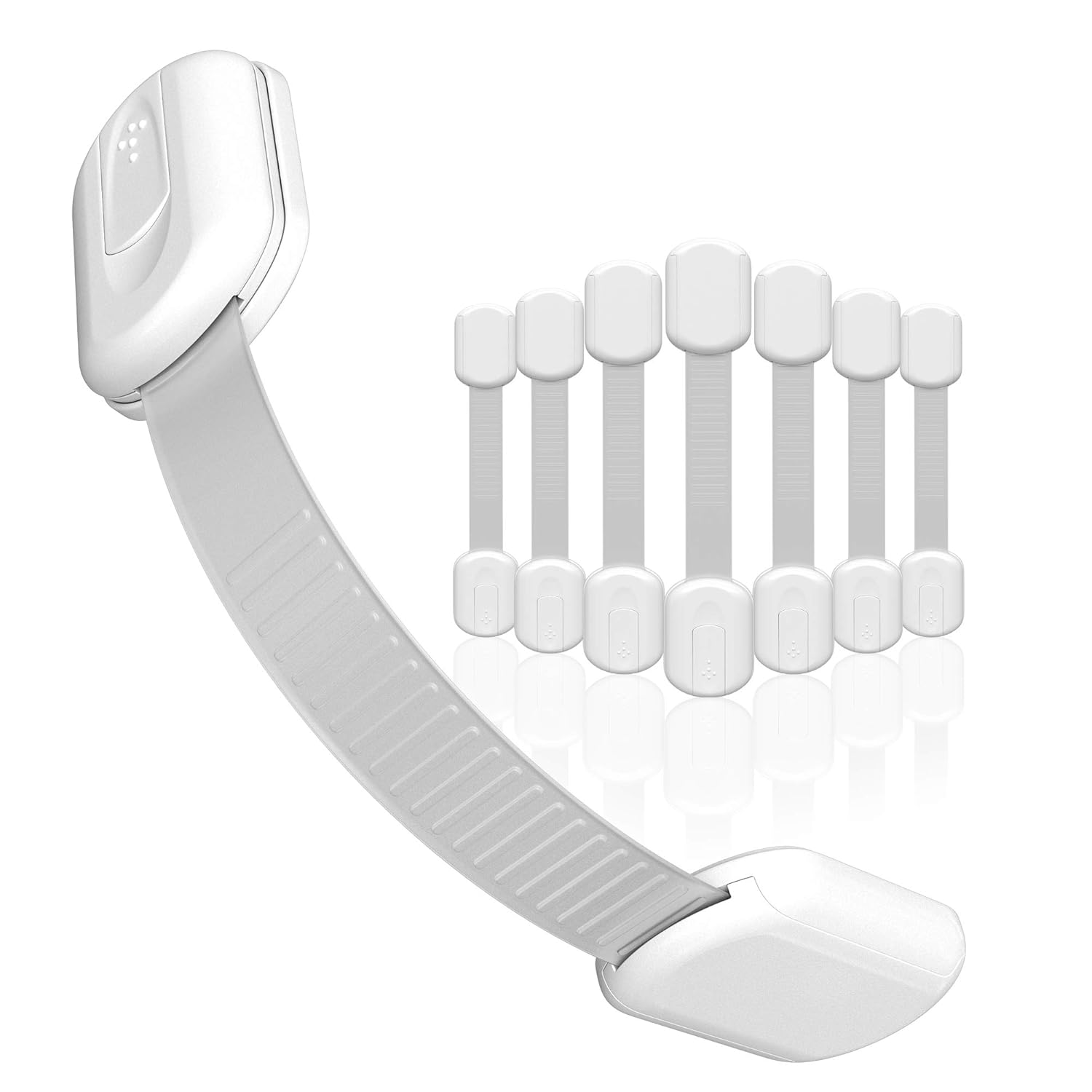 SKYLA HOMES Baby Locks (8-Pack) Child Safety Cabinet Proofing - Safe Quick and Easy 3M Adhesive Cabinet Drawer Door Latches No Screws &amp;amp; Magnets Multi-Purpose for Furniture Kitchen Ovens Toilet Seats