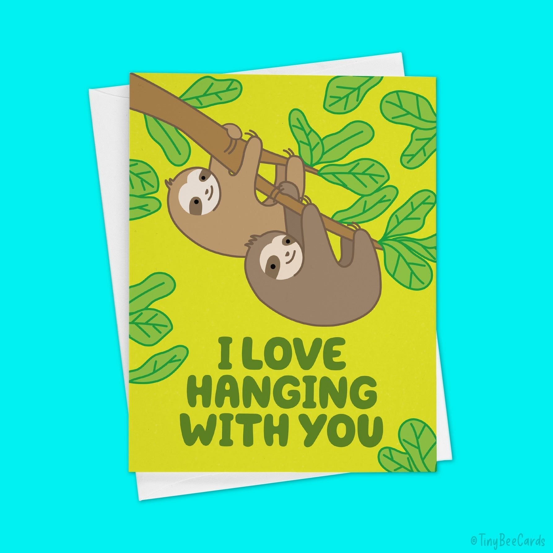 Sloth Valentines Day Love Card &amp;quot;I Love Hanging With You&amp;quot;