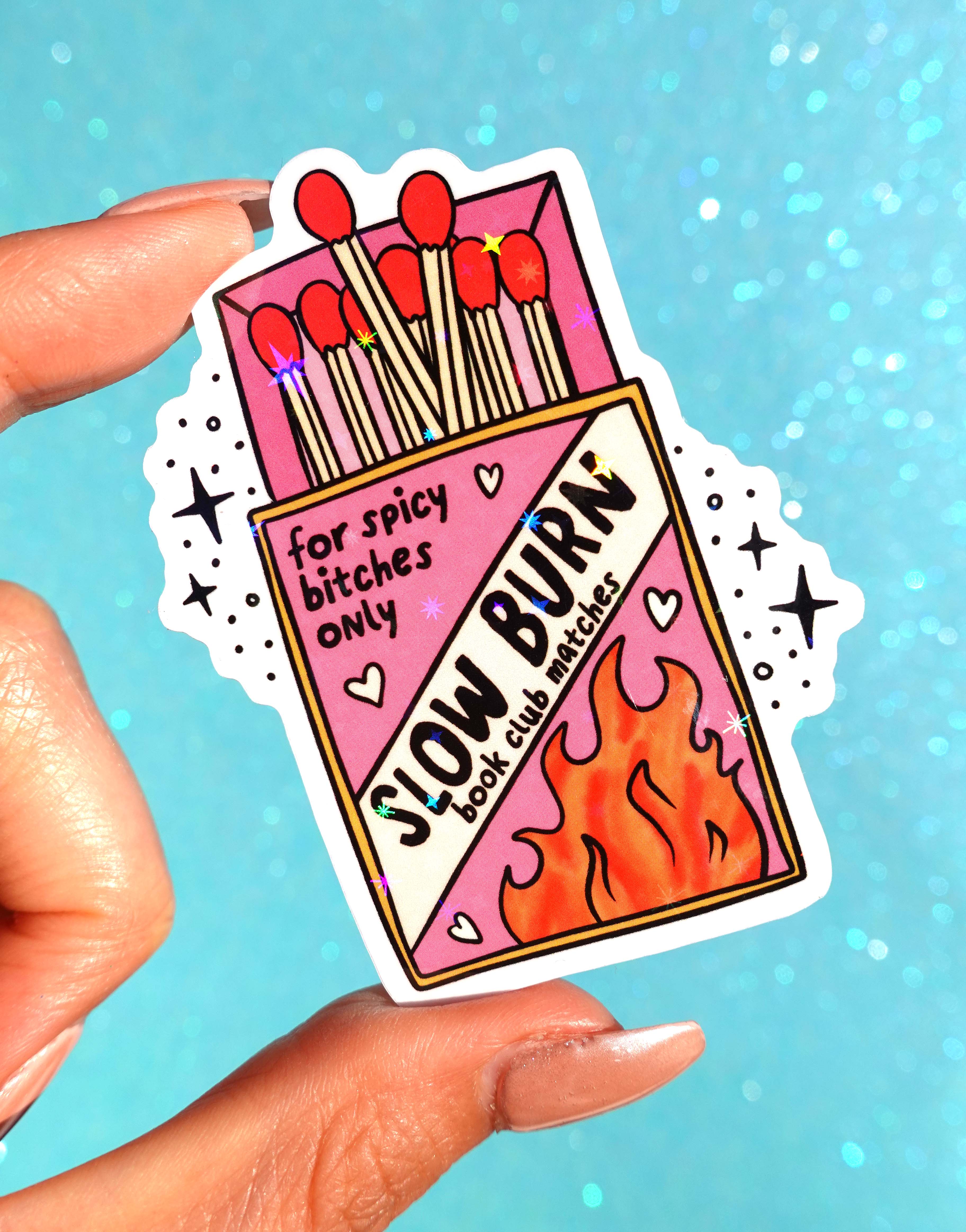 Slow Burn Book Club Sticker – Funny Spicy Romance Glitter Vinyl Sticker
