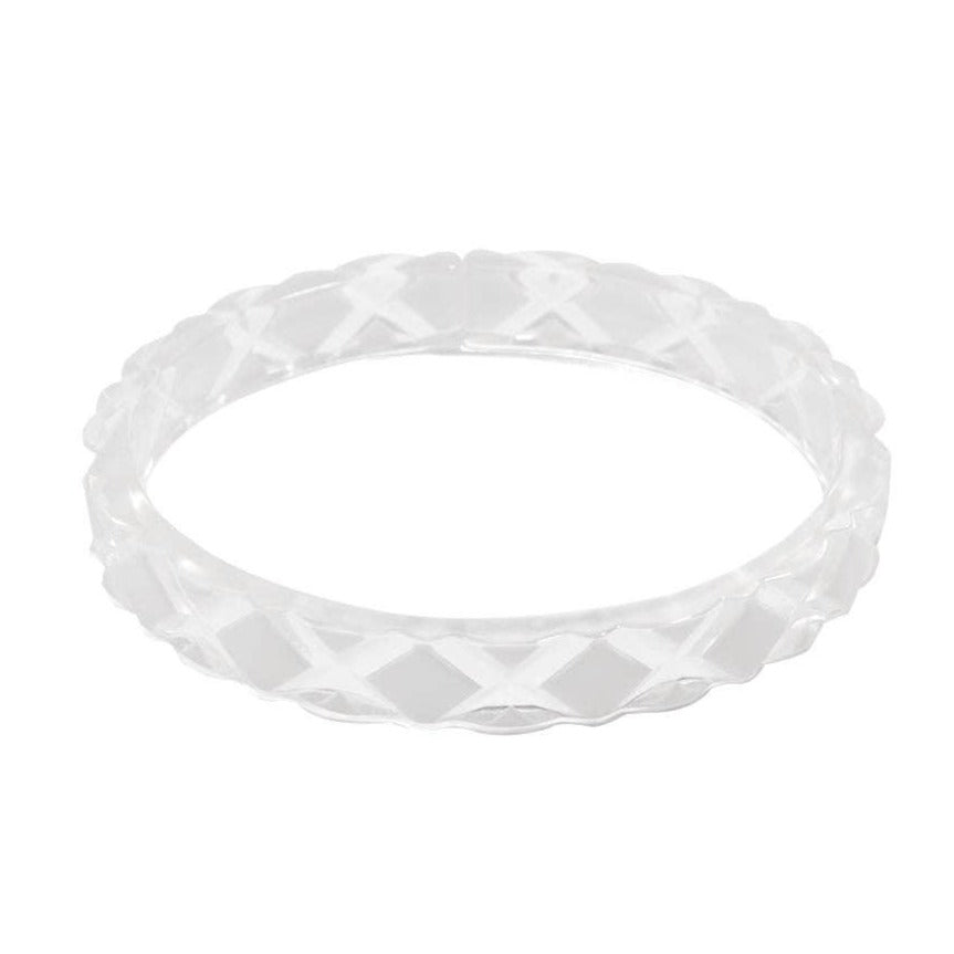 Quilted Resin Bangle Bracelet -WHITE