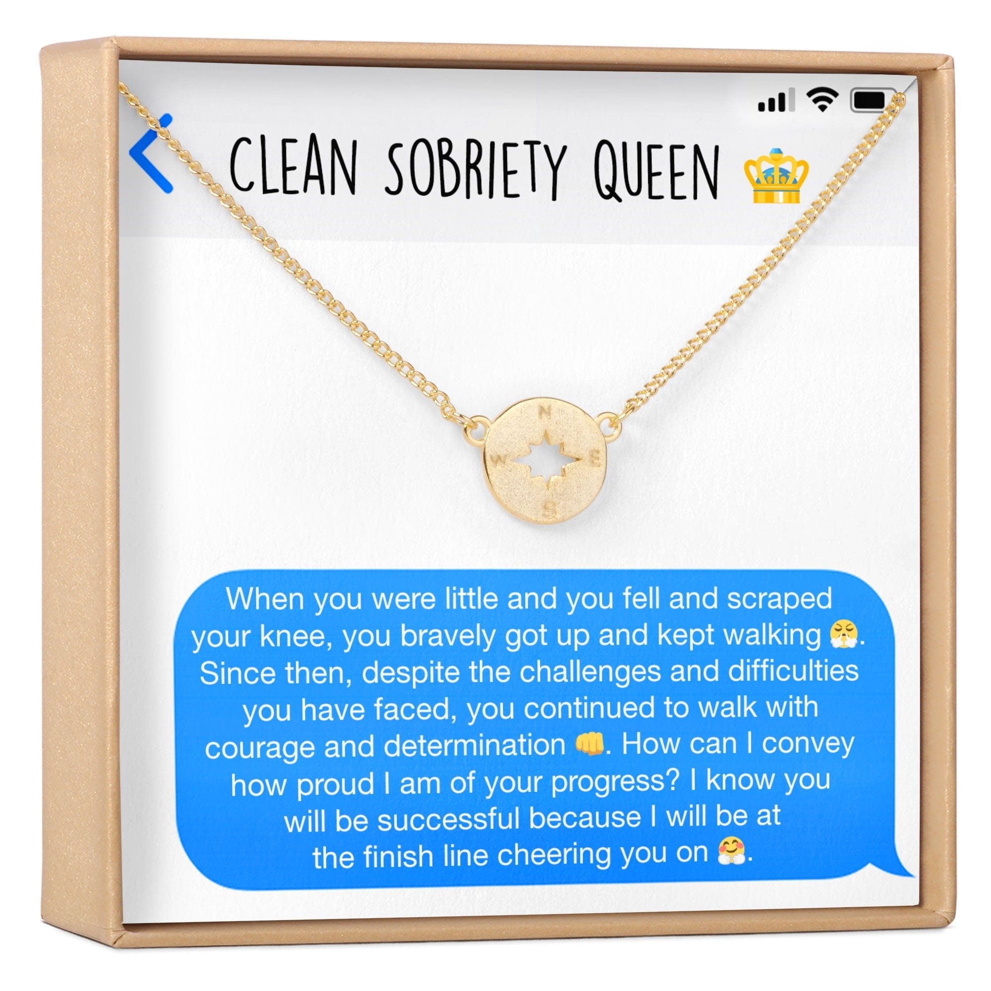 Sobriety Celebration  Compass Pendant Necklace