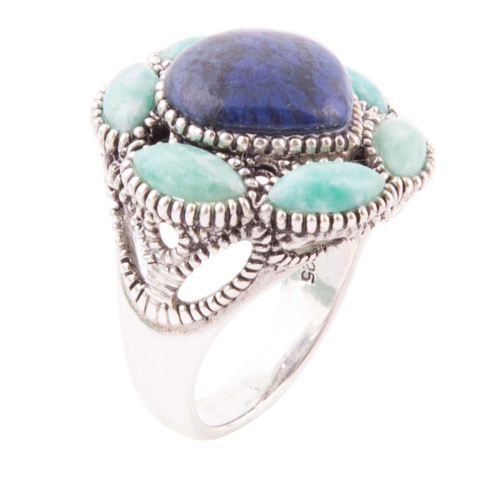 Soledad Blue Denim Lapis &amp;amp; Amazonite Sterling Silver Ring