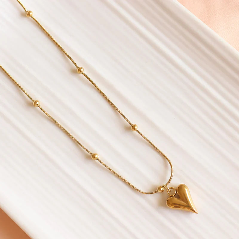 Heart Ball Pendant Necklace Dainty Love Charm Jewelry Gift