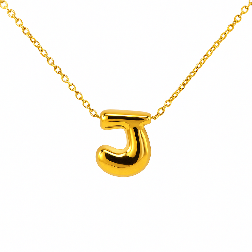 Initial Bubble Letter Necklace