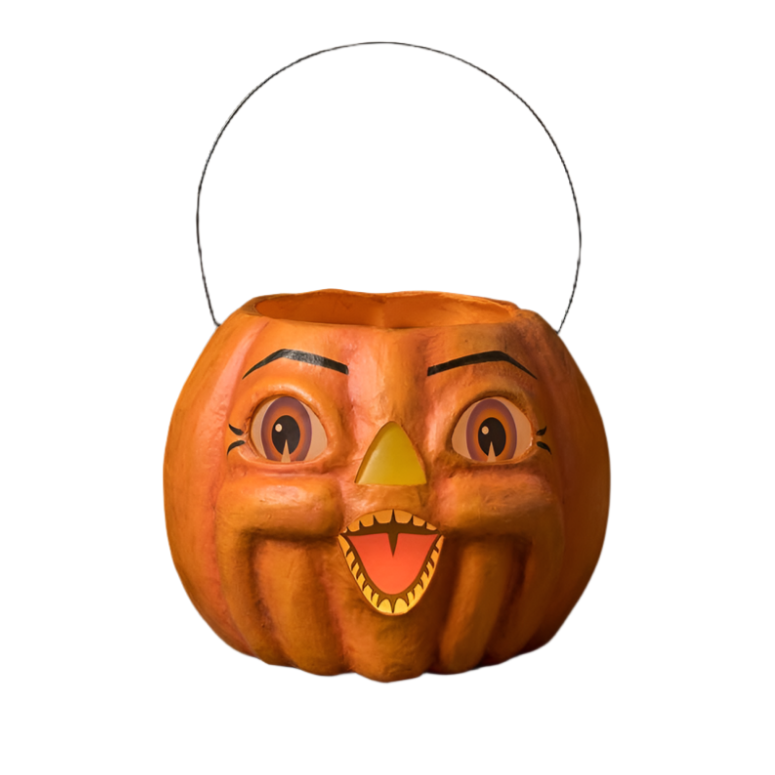 Spunky Pumpkin Bucket Paper Mache by Bethany Lowe Designs