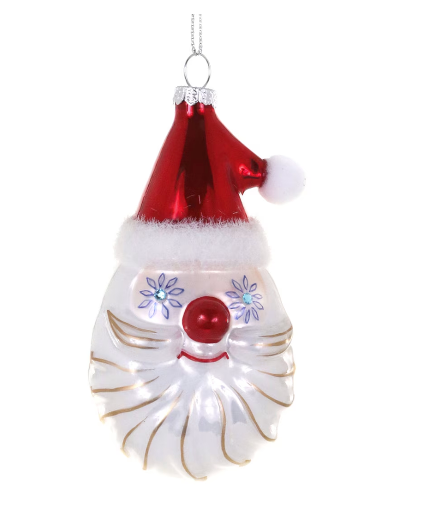 Starry Eyed Santa Blown Glass XMas Ornament