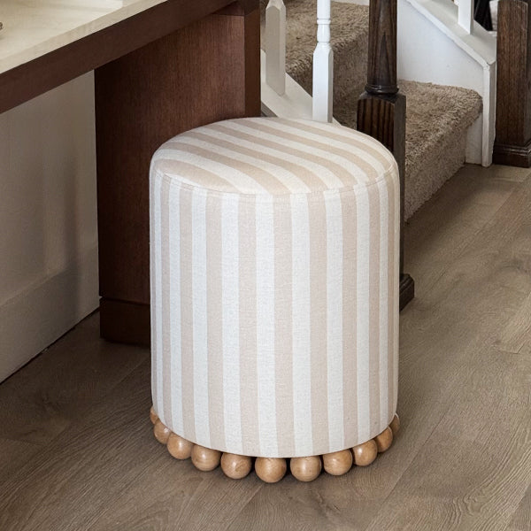STRIPED UPHOLSTERED STOOL OTTOMAN