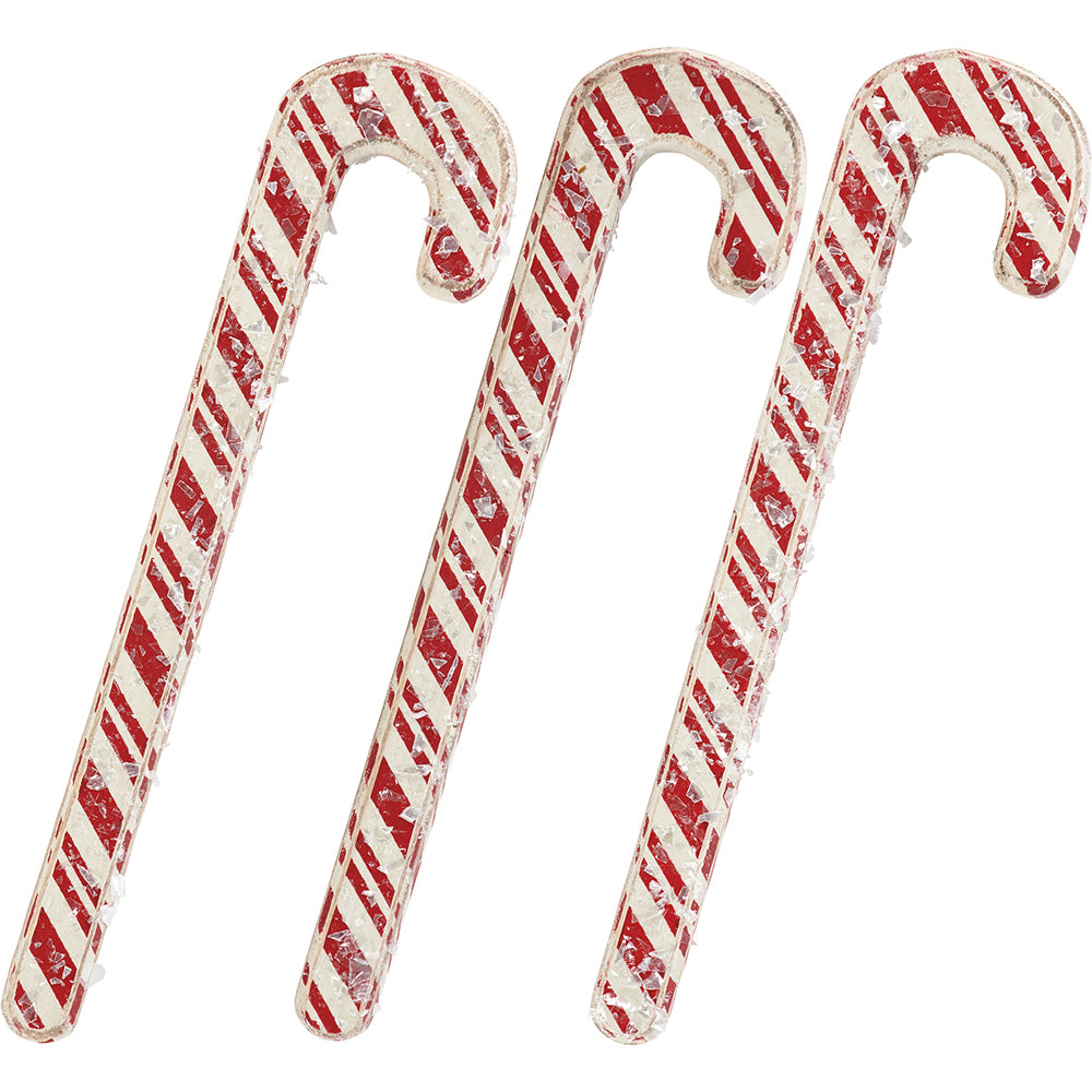 Striped 6&amp;quot; Vintage Wood Candy Cane Set of 3