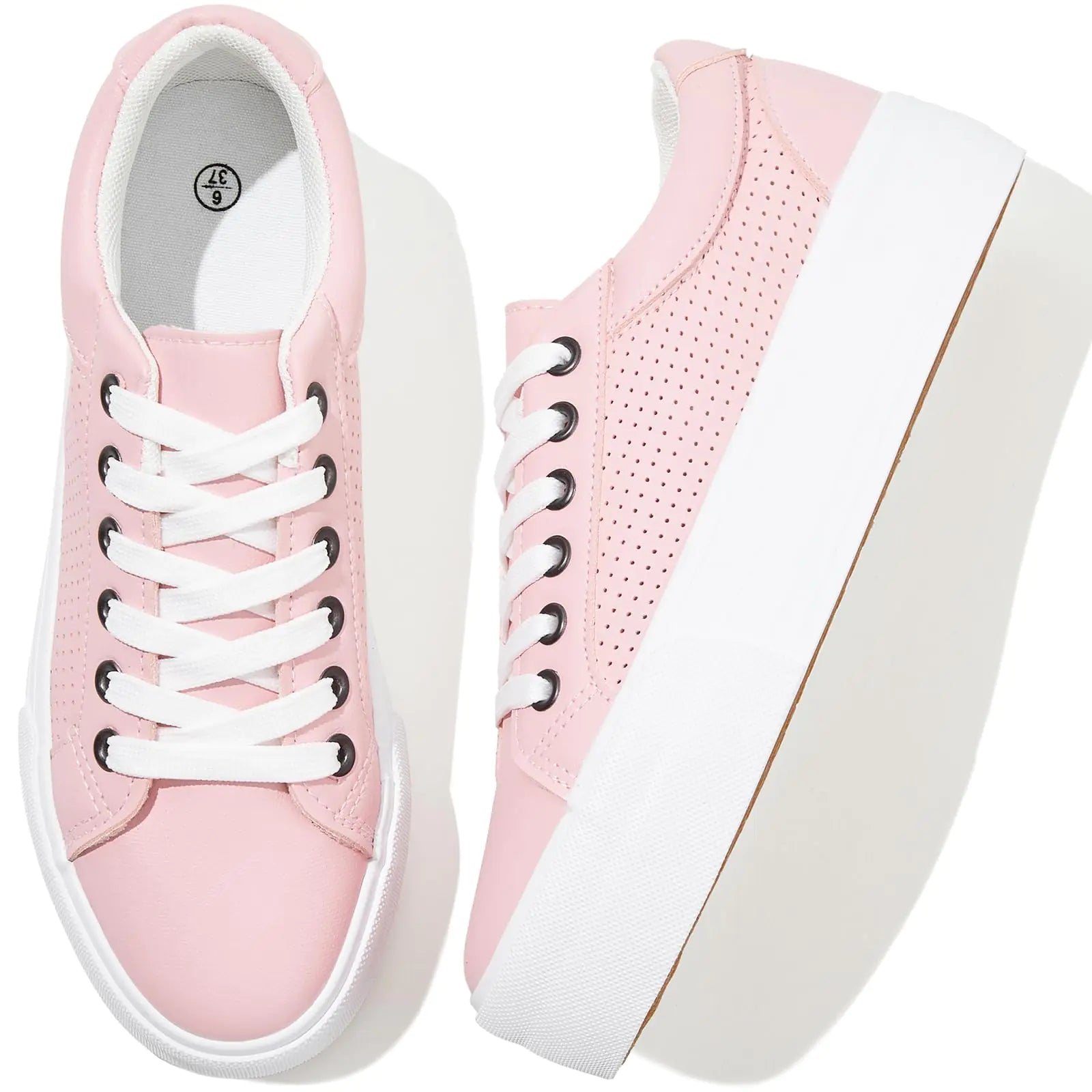 Style Loft Collection Adokoo Womens Low-Profile Platform Sneakers, Pink and White (Size 11 US)