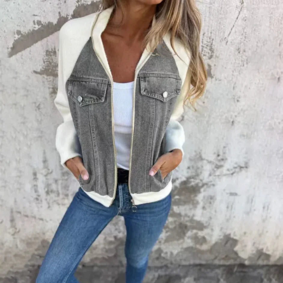 Style Loft Collection Hooded Denim Patchwork Jacket
