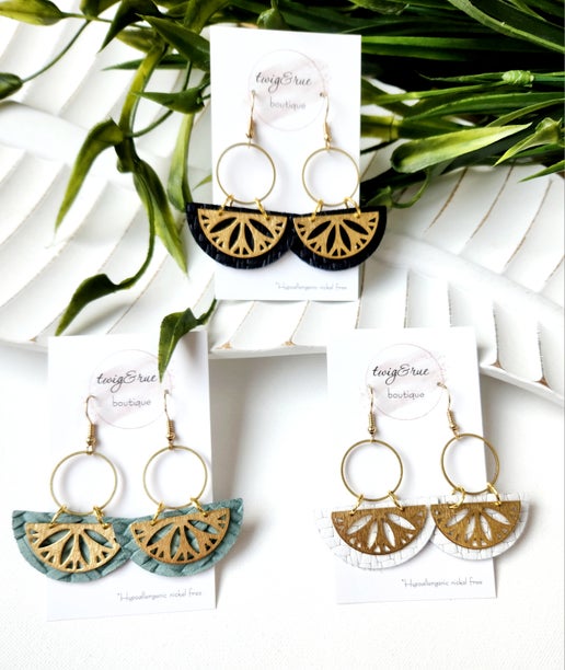 Zoey| Sunburst leather earrings