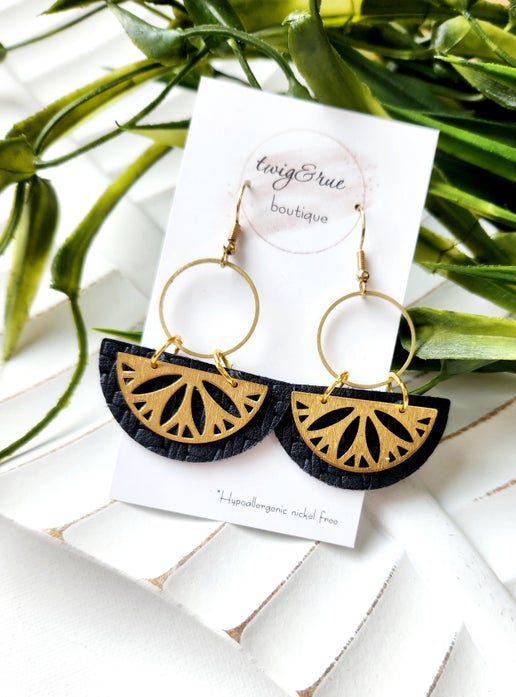 Zoey| Sunburst leather earrings