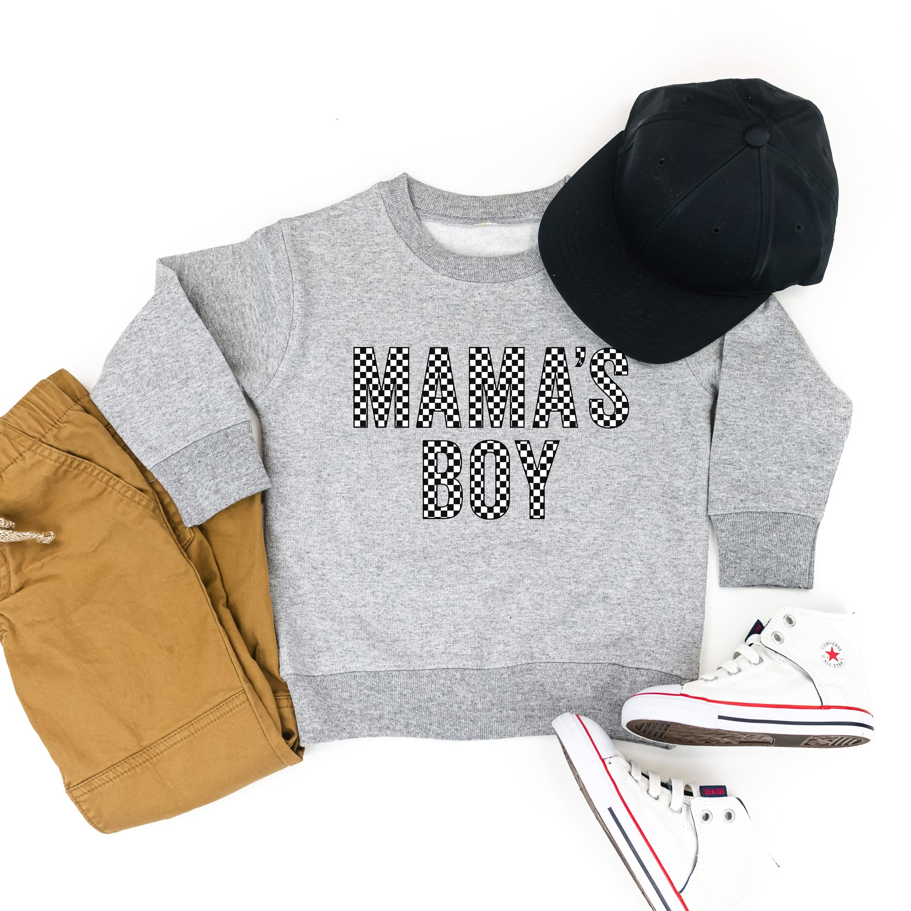 BLOCK FONT CHECKERS - MAMA&amp;#39;S BOY - Child Sweater