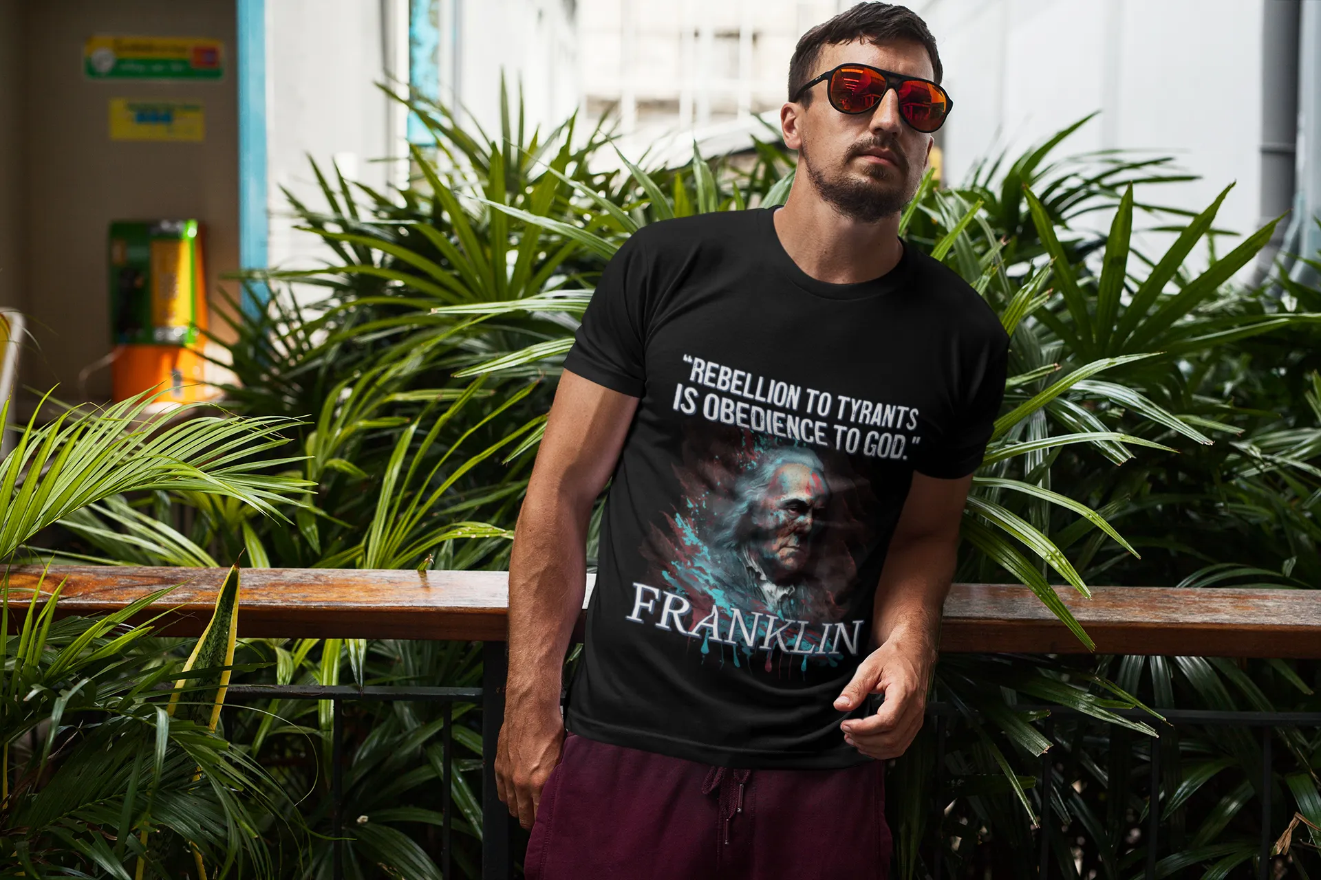 &amp;quot;Obedience to God&amp;quot; Benjamin Franklin Splatter T-Shirt