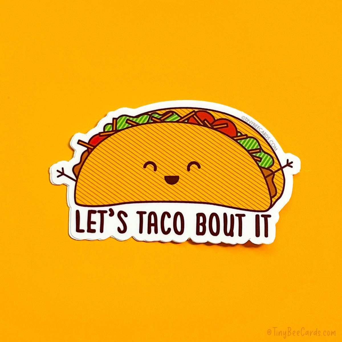 Taco Pun Vinyl Sticker &amp;quot;Taco Bout It!&amp;quot;