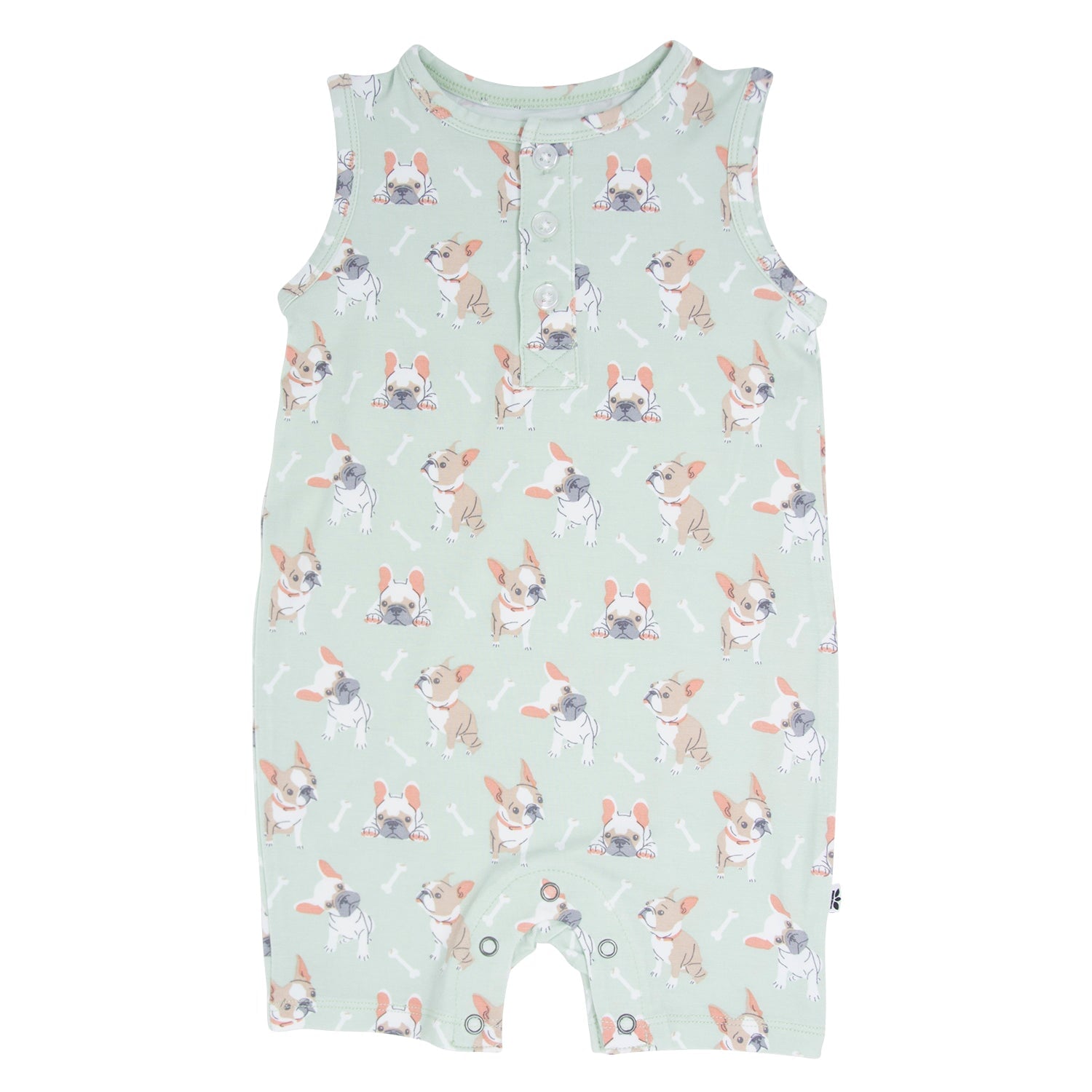Mint Frenchie Puppy Tank Romper