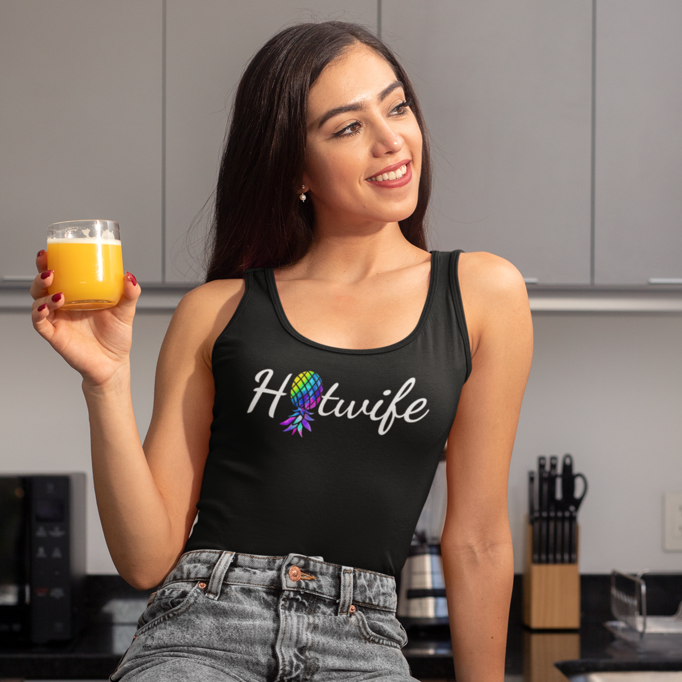 Hotwife Upside Down Pineapple Women&amp;#39;s Ideal Racerback Tank